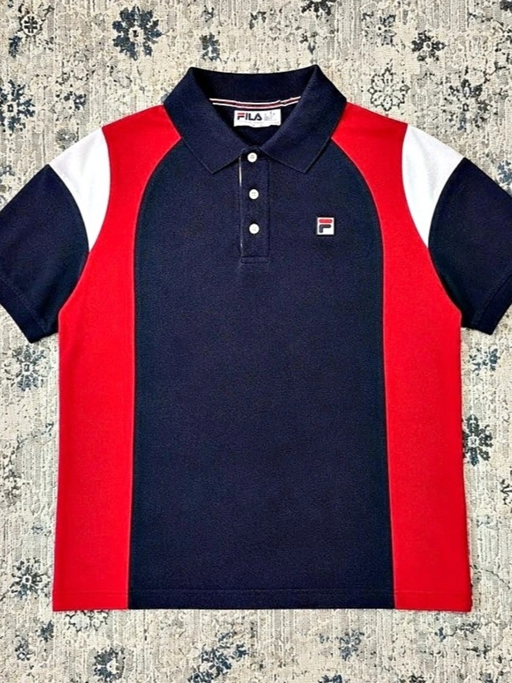Fila Color Block Polo in Blue & Red Large Like New
